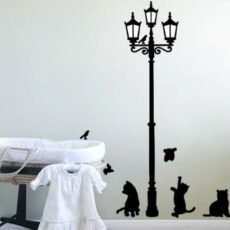 Ancient Lamp Cats And Birds Wall Sticker Home Decor