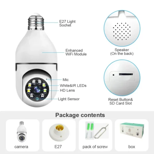 Bulb Camera 1080p Wifi 360 Degree Panoramic Night Vision - Image 8